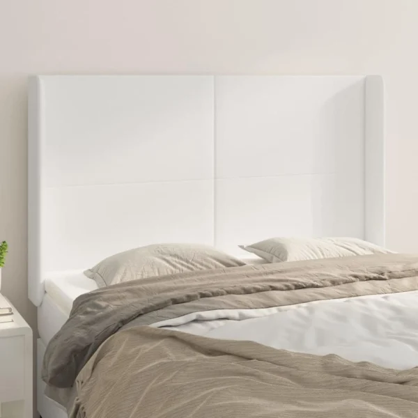à prix d'occasion VidaXL Tête De Lit Avec Oreilles Blanc 147x16x118/128 Cm Similicuir 1