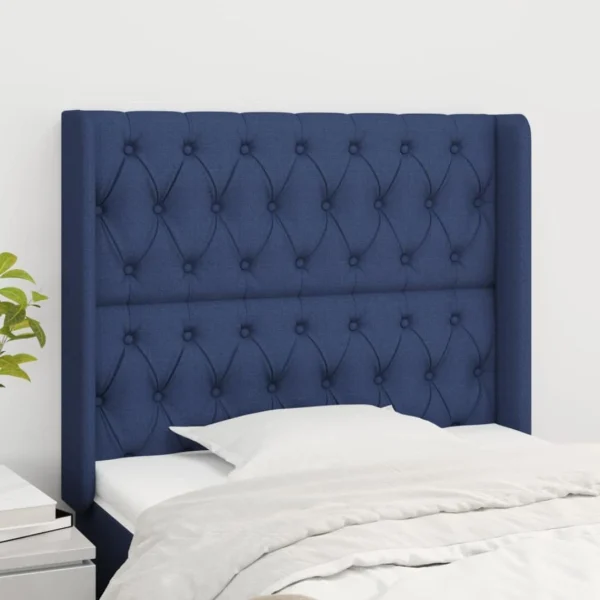 VidaXL Tête De Lit Avec Oreilles Bleu 103x16x118/128 Cm Tissu prix pas cher 1