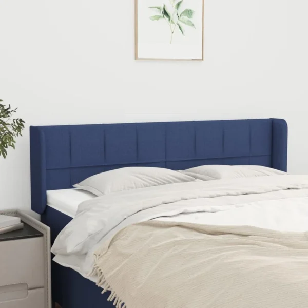 VidaXL Tête De Lit Avec Oreilles Bleu 147x16x78/88 Cm Tissu marques pas cher 1