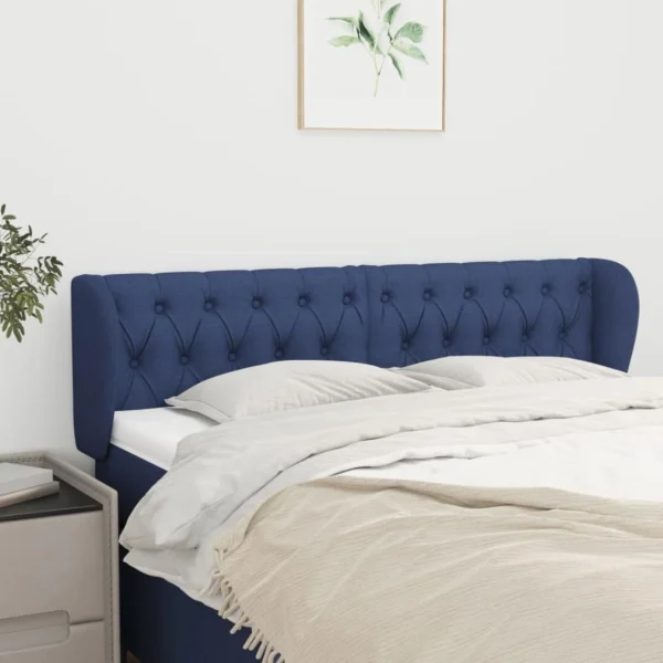 VidaXL Tête De Lit Avec Oreilles Bleu 147x23x78/88 Cm Tissu vente en ligne pas cher 1