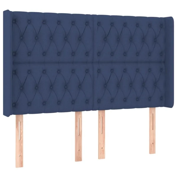 VidaXL Tête De Lit Avec Oreilles Bleu 163x16x118/128 Cm Tissu marque pas cher 3