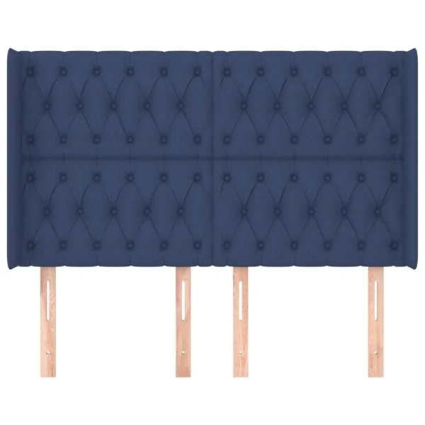 VidaXL Tête De Lit Avec Oreilles Bleu 163x16x118/128 Cm Tissu marque pas cher 4