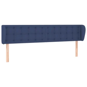 haute qualité VidaXL Tête De Lit Avec Oreilles Bleu 163x23x78/88 Cm Tissu 9