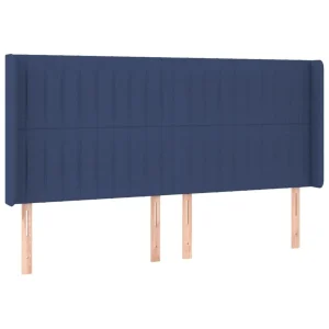 VidaXL Tête De Lit Avec Oreilles Bleu 203x16x118/128 Cm Tissu acheter 9