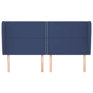 VidaXL Tête De Lit Avec Oreilles Bleu 203x23x118/128 Cm Tissu excellente qualité 11