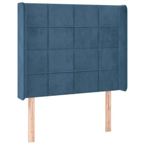 REMISE allant jusqu. VidaXL Tête De Lit Avec Oreilles Bleu Foncé 103x16x118/128 Cm Velour… 9
