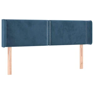 ultratendance VidaXL Tête De Lit Avec Oreilles Bleu Foncé 147x16x78/88 Cm Velours 9