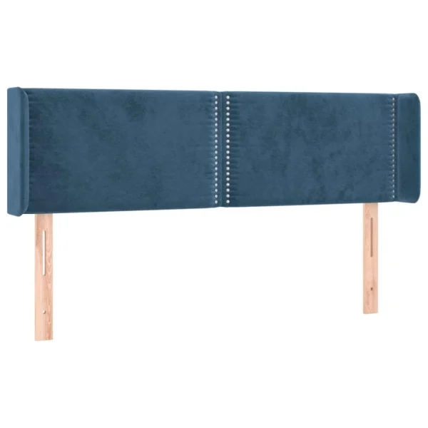 ultratendance VidaXL Tête De Lit Avec Oreilles Bleu Foncé 147x16x78/88 Cm Velours 3