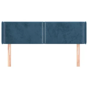 ultratendance VidaXL Tête De Lit Avec Oreilles Bleu Foncé 147x16x78/88 Cm Velours 11