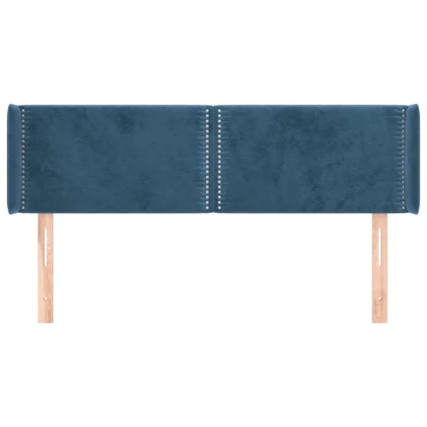 ultratendance VidaXL Tête De Lit Avec Oreilles Bleu Foncé 147x16x78/88 Cm Velours 4