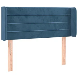 vente à bas prix VidaXL Tête De Lit Avec Oreilles Bleu Foncé 83x16x78/88 Cm Velours 9