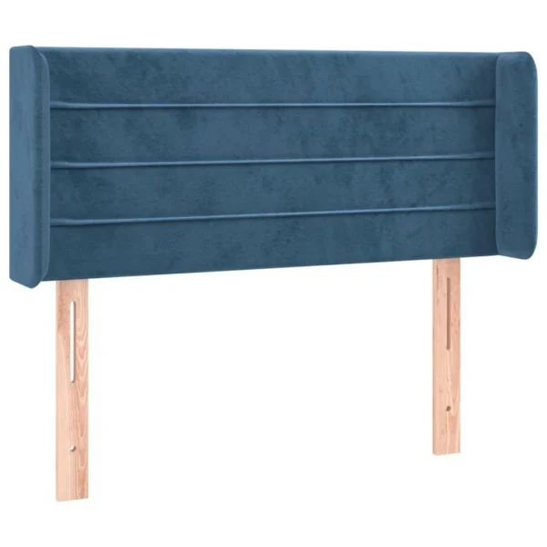 vente à bas prix VidaXL Tête De Lit Avec Oreilles Bleu Foncé 83x16x78/88 Cm Velours 3