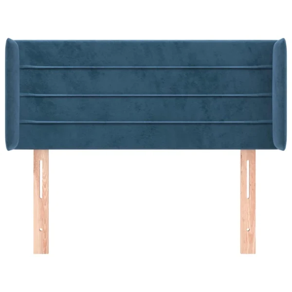 vente à bas prix VidaXL Tête De Lit Avec Oreilles Bleu Foncé 83x16x78/88 Cm Velours 4