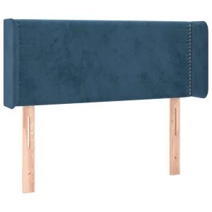 VidaXL Tête De Lit Avec Oreilles Bleu Foncé 93x16x78/88 Cm Velours boutiqued pas cher 9