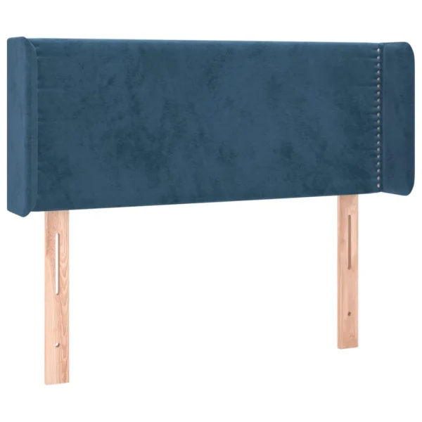 VidaXL Tête De Lit Avec Oreilles Bleu Foncé 93x16x78/88 Cm Velours boutiqued pas cher 3