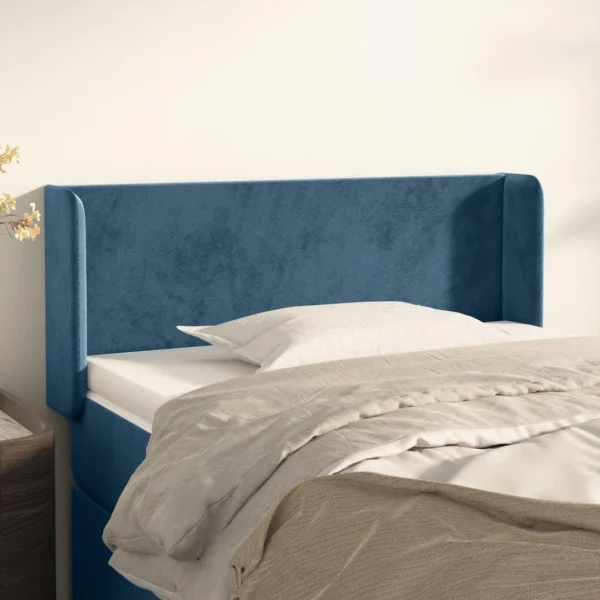 boutique pas cher VidaXL Tête De Lit Avec Oreilles Bleu Foncé 93x16x78/88 Cm Velours 1