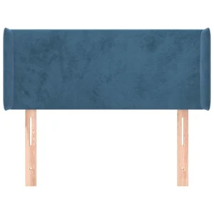 boutique pas cher VidaXL Tête De Lit Avec Oreilles Bleu Foncé 93x16x78/88 Cm Velours 11