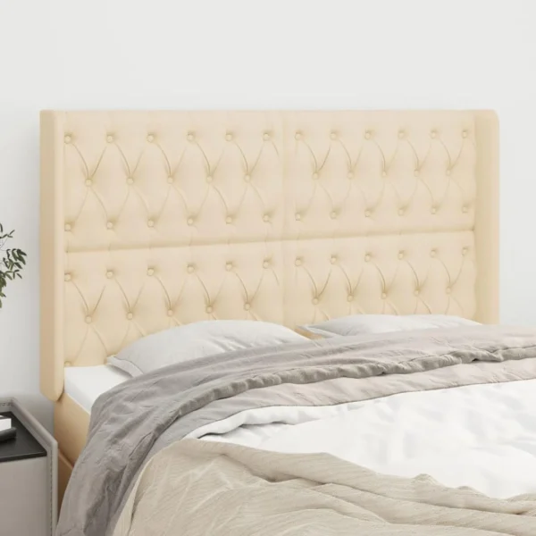 à prix promos VidaXL Tête De Lit Avec Oreilles Crème 147x16x118/128 Cm Tissu 1