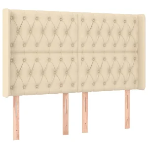 à prix promos VidaXL Tête De Lit Avec Oreilles Crème 147x16x118/128 Cm Tissu 9