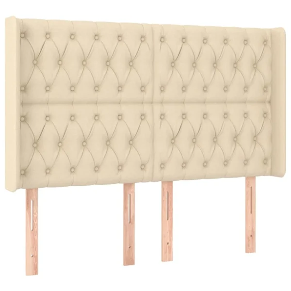 à prix promos VidaXL Tête De Lit Avec Oreilles Crème 147x16x118/128 Cm Tissu 3