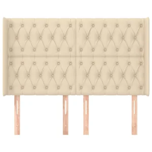 à prix promos VidaXL Tête De Lit Avec Oreilles Crème 147x16x118/128 Cm Tissu 11