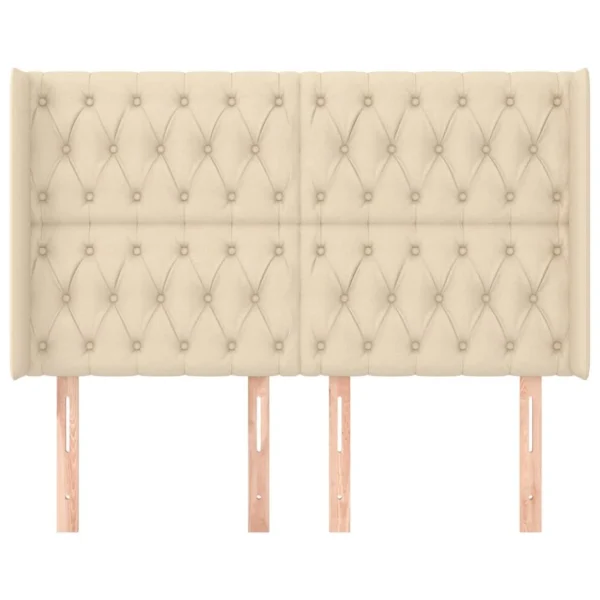 à prix promos VidaXL Tête De Lit Avec Oreilles Crème 147x16x118/128 Cm Tissu 4