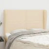 site pas cher VidaXL Tête De Lit Avec Oreilles Crème 147x23x118/128 Cm Tissu 19