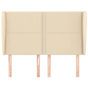 site pas cher VidaXL Tête De Lit Avec Oreilles Crème 147x23x118/128 Cm Tissu 11