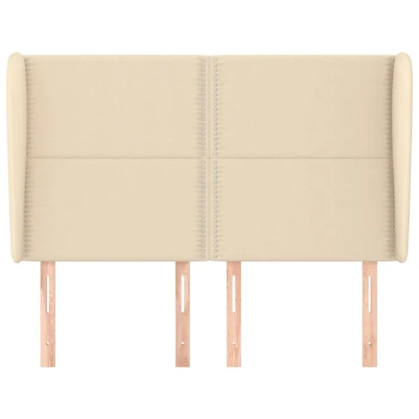 site pas cher VidaXL Tête De Lit Avec Oreilles Crème 147x23x118/128 Cm Tissu 4