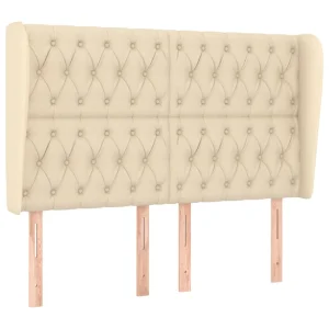 acheter en ligne VidaXL Tête De Lit Avec Oreilles Crème 163x23x118/128 Cm Tissu 9