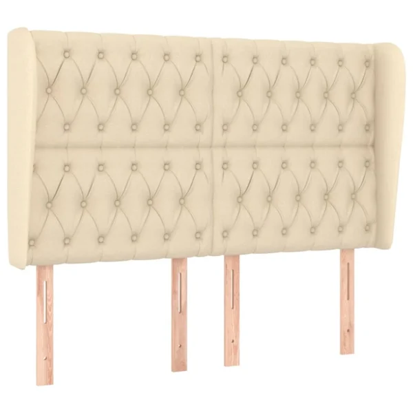 acheter en ligne VidaXL Tête De Lit Avec Oreilles Crème 163x23x118/128 Cm Tissu 3
