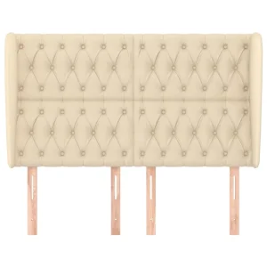 acheter en ligne VidaXL Tête De Lit Avec Oreilles Crème 163x23x118/128 Cm Tissu 11