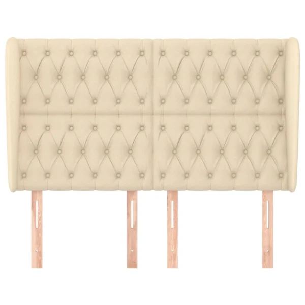 acheter en ligne VidaXL Tête De Lit Avec Oreilles Crème 163x23x118/128 Cm Tissu 4