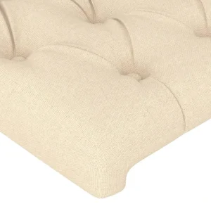 acheter en ligne VidaXL Tête De Lit Avec Oreilles Crème 163x23x118/128 Cm Tissu 15