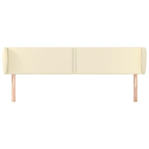 de garantie authentique VidaXL Tête De Lit Avec Oreilles Crème 163x23x78/88 Cm Similicuir 11