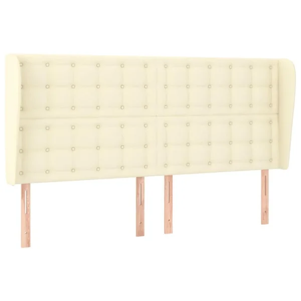 boutiqued pas cher VidaXL Tête De Lit Avec Oreilles Crème 183x23x118/128 Cm Similicuir 3