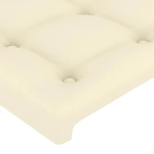 boutiqued pas cher VidaXL Tête De Lit Avec Oreilles Crème 183x23x118/128 Cm Similicuir 13