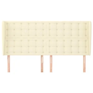 boutiqued pas cher VidaXL Tête De Lit Avec Oreilles Crème 183x23x118/128 Cm Similicuir 15