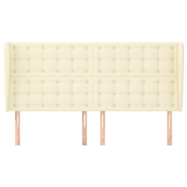 boutiqued pas cher VidaXL Tête De Lit Avec Oreilles Crème 183x23x118/128 Cm Similicuir 6