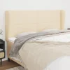 boutique paris VidaXL Tête De Lit Avec Oreilles Crème 183x23x118/128 Cm Tissu 17