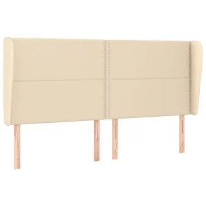 boutique paris VidaXL Tête De Lit Avec Oreilles Crème 183x23x118/128 Cm Tissu 9