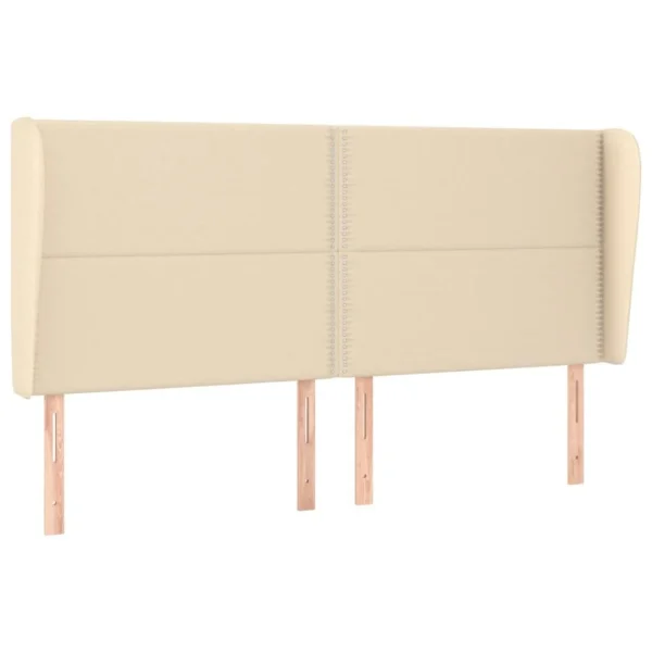 boutique paris VidaXL Tête De Lit Avec Oreilles Crème 183x23x118/128 Cm Tissu 3