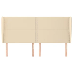 boutique paris VidaXL Tête De Lit Avec Oreilles Crème 183x23x118/128 Cm Tissu 11