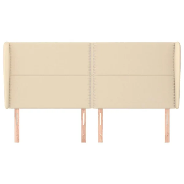 boutique paris VidaXL Tête De Lit Avec Oreilles Crème 183x23x118/128 Cm Tissu 4