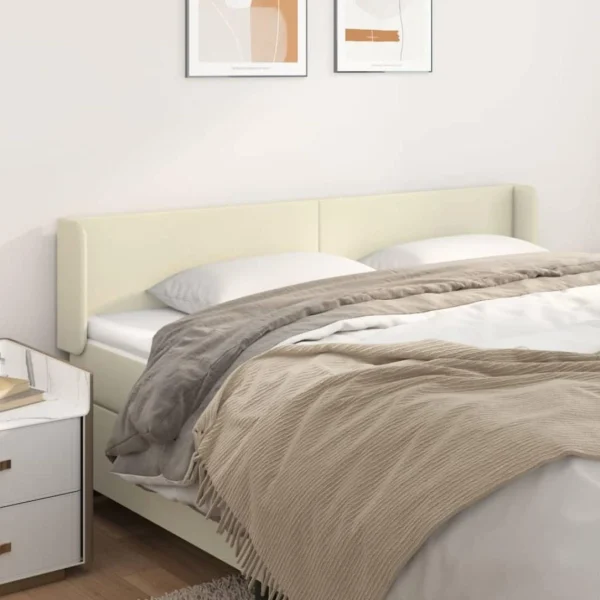 Authenticité garantie VidaXL Tête De Lit Avec Oreilles Crème 203x16x78/88 Cm Similicuir 1