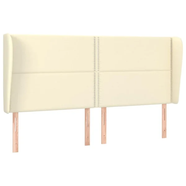 VidaXL Tête De Lit Avec Oreilles Crème 203x23x118/128 Cm Similicuir soldes de Noël 3