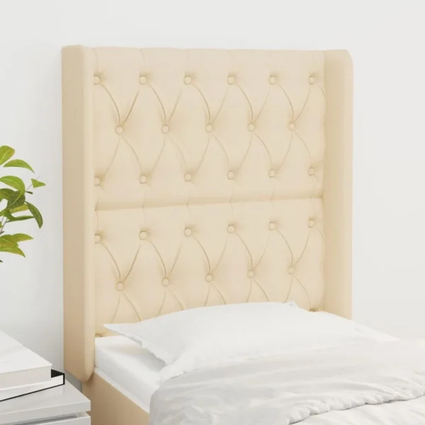 VidaXL Tête De Lit Avec Oreilles Crème 83x16x118/128 Cm Tissu boutique pas cher 1