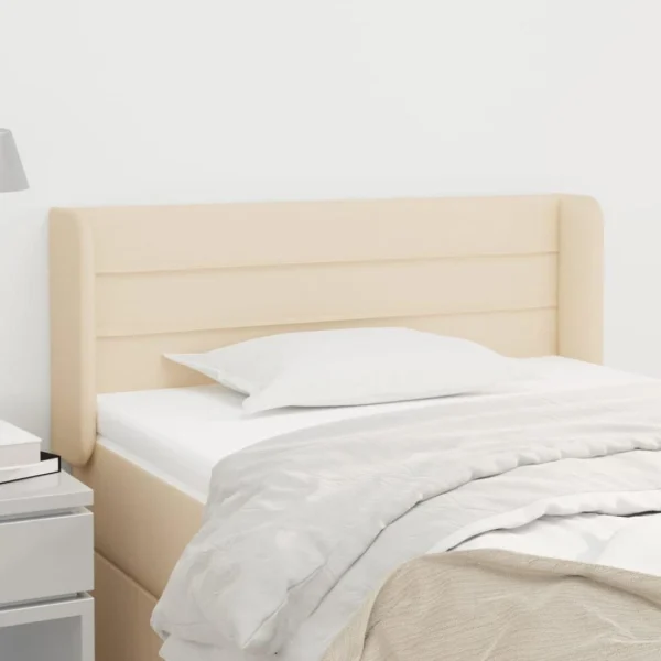 a Prix Discount VidaXL Tête De Lit Avec Oreilles Crème 93x16x78/88 Cm Tissu 1