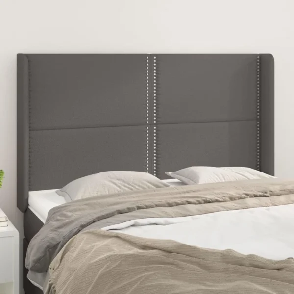 VidaXL Tête De Lit Avec Oreilles Gris 147x16x118/128 Cm Similicuir vente à bas prix 1