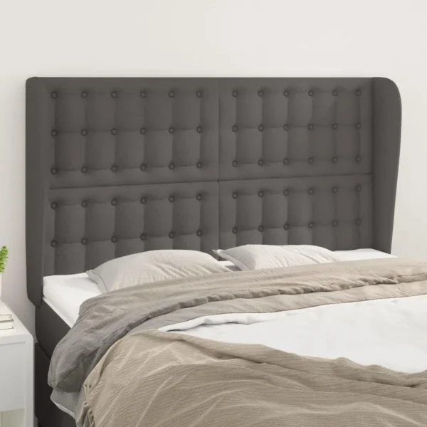 REMISE allant jusqu. VidaXL Tête De Lit Avec Oreilles Gris 147x23x118/128 Cm Similicuir 1